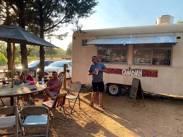 Food trailer on site serves food on weekends