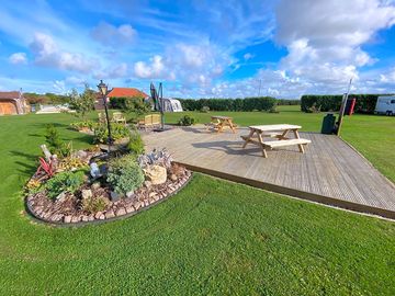 Fish pond and decking area