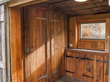 Facilities: the newly converted, solar-powered shower and toilet block