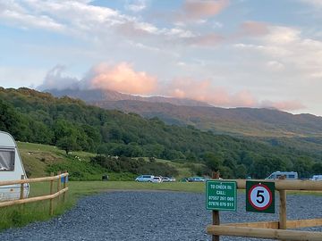View of the mist over cadair idris from the site