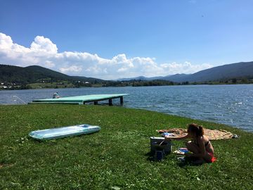 The lake, just a 10min (slow) walk