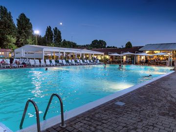 Outdoor pool by night