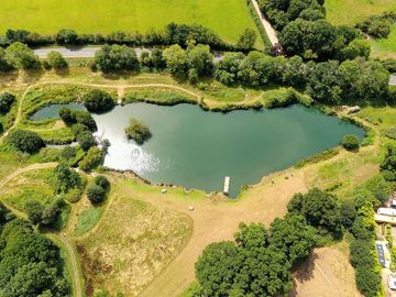 Aerial view of the freshwater carp lake