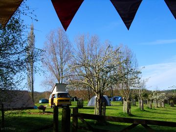 View from camp kitchen towards the field