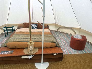 Sockets at the end of the comfy double bed