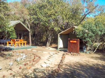 Safari tent and kitchen area