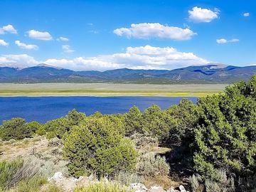 The lake with a mountain backdrop