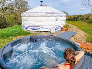 Hot tub behind the yurt