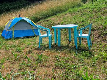 Tent pitch on the hillside