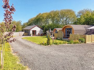 View of the lodge and glamping pods