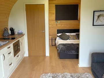 Inside the pod…the left hand door leads to an en-suite bathroom