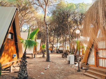 Path through the bell tents