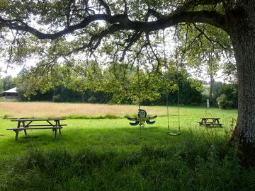 Swing and picnic benches