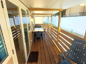 Decking outside the accommdation unit