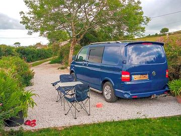 A campervan on the pitch