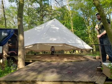 Communal area in the ancient woodland next to the kitchen