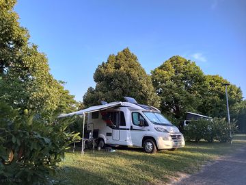 Motorhome pitch with space for an awning