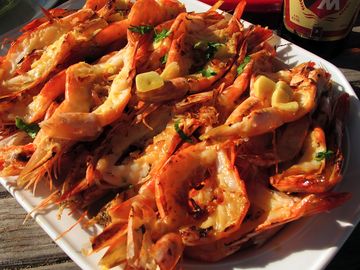 Famous moz prawns at the restaurant