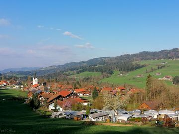 The site is tucked into an alpine valley