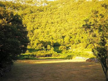 Non-electric grass tent pitch