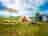 Rockfield Glamping: Picnic table, barbecue and bathroom trailer outside the tent