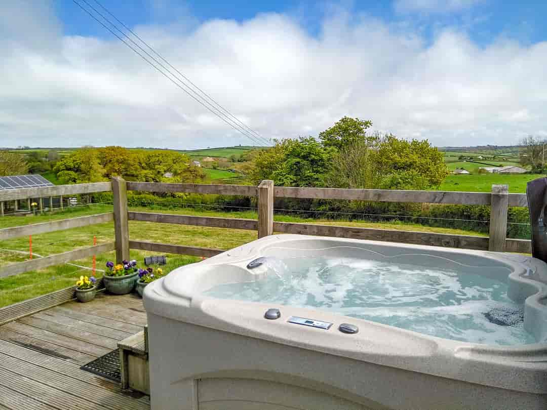 Well Farm: Hot tub with views