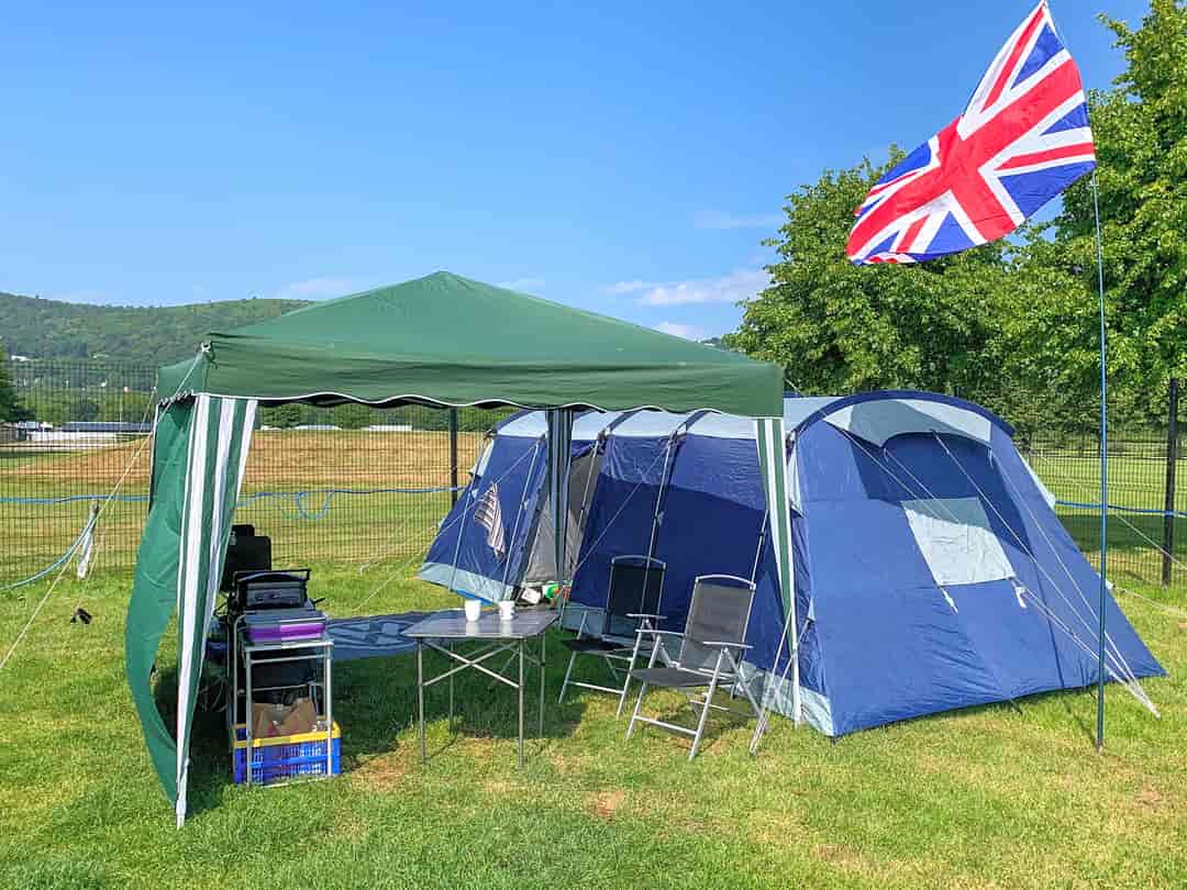 Three Counties Showground Campsite: Grass pitch set up