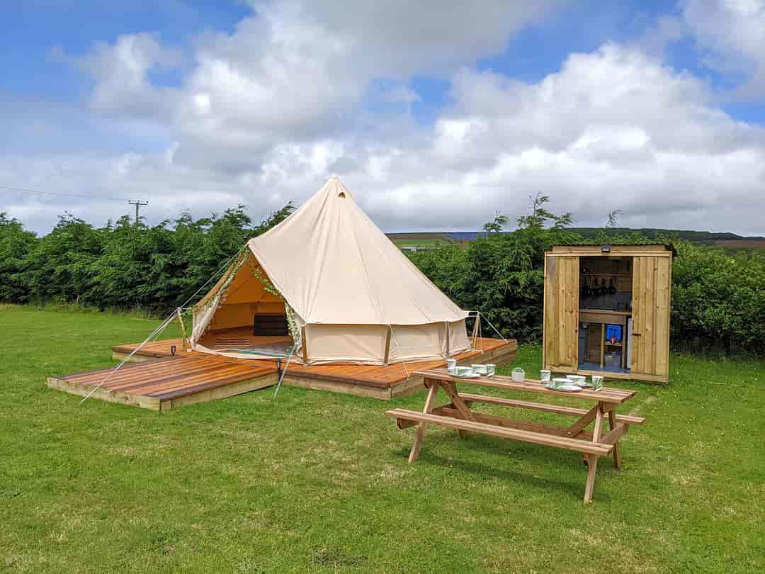 Penhallow Campsite: Bell tent and kitchen
