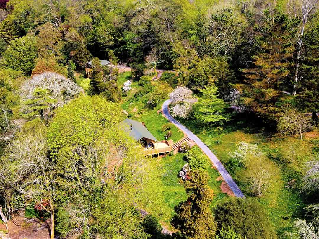 Lower Coombe Royal Glamping: Aerial view