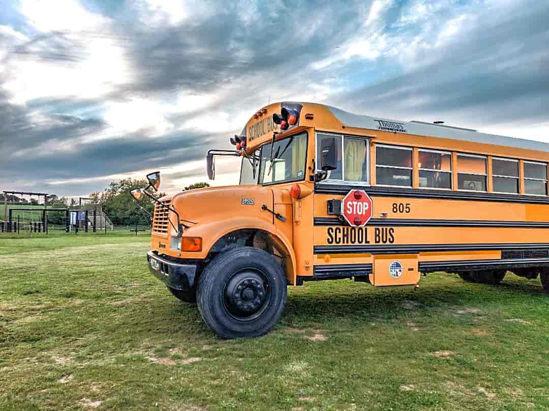 American School Bus Glamping at Petruth Paddocks: American School Bus Glamping in Somerset