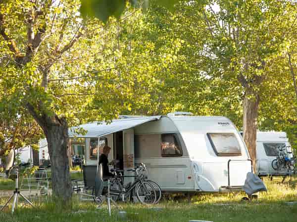 Power optional grass travel trailer site