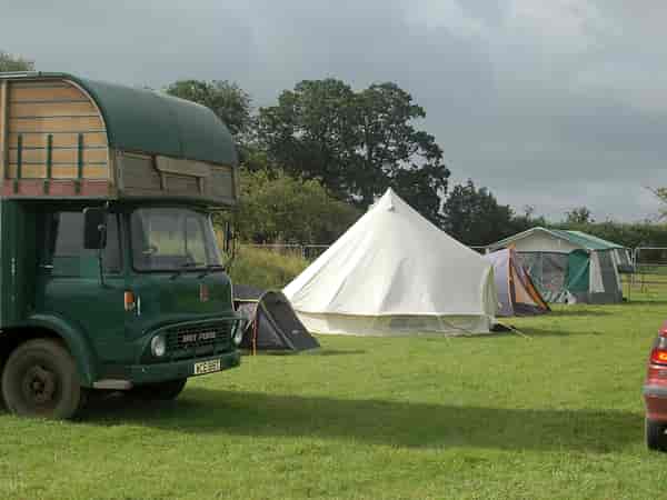 Non-electric grass tent pitch