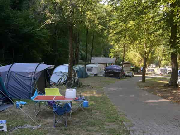 Emplacement sur herbe et sur sol en terre avec électricité