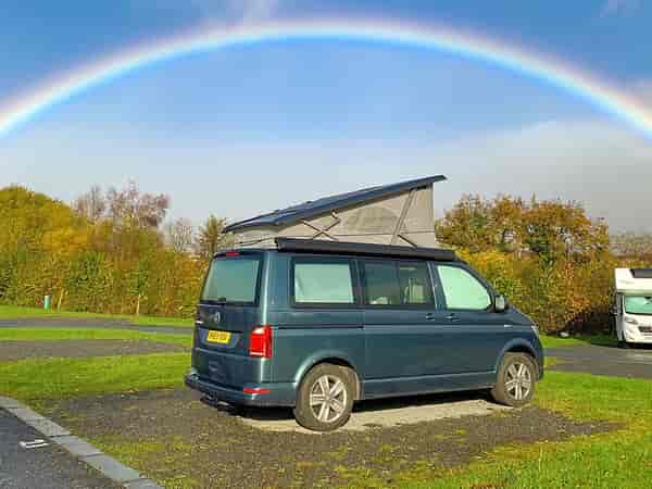 Electric hardstanding and grass motorhome pitch
