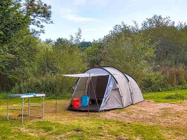 Non-electric grass tent pitch