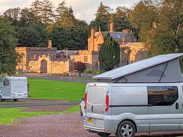 Power optional cement/asphalt and grass travel trailer site