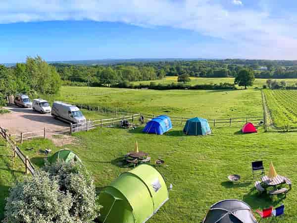Non-electric grass tent pitch