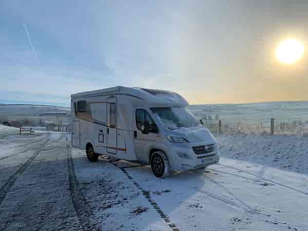 Powered concrete and grass motorhome site