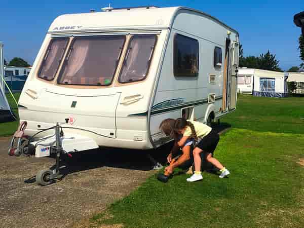 Electric hardstanding and grass motorhome pitch