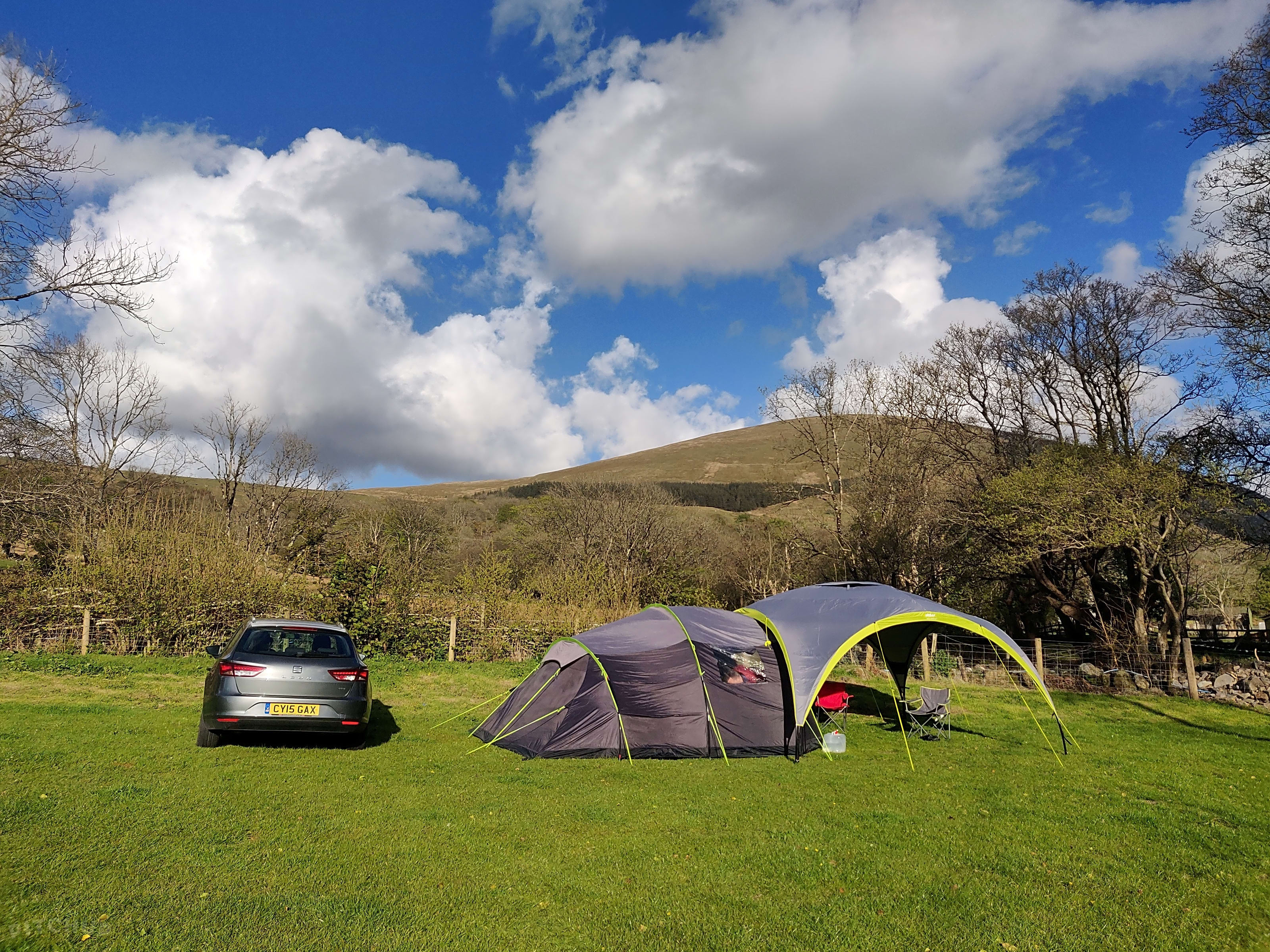 Unpowered grass tent site