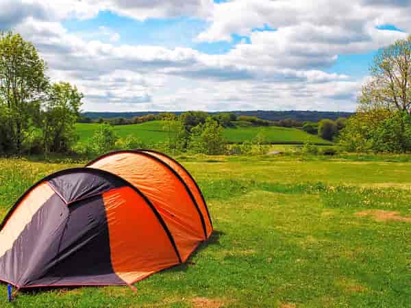 Non-electric grass tent pitch