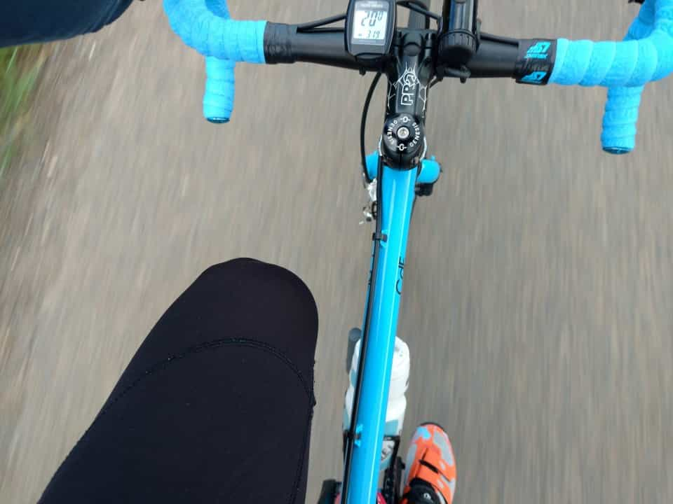 Looking down on a bike from a riders position