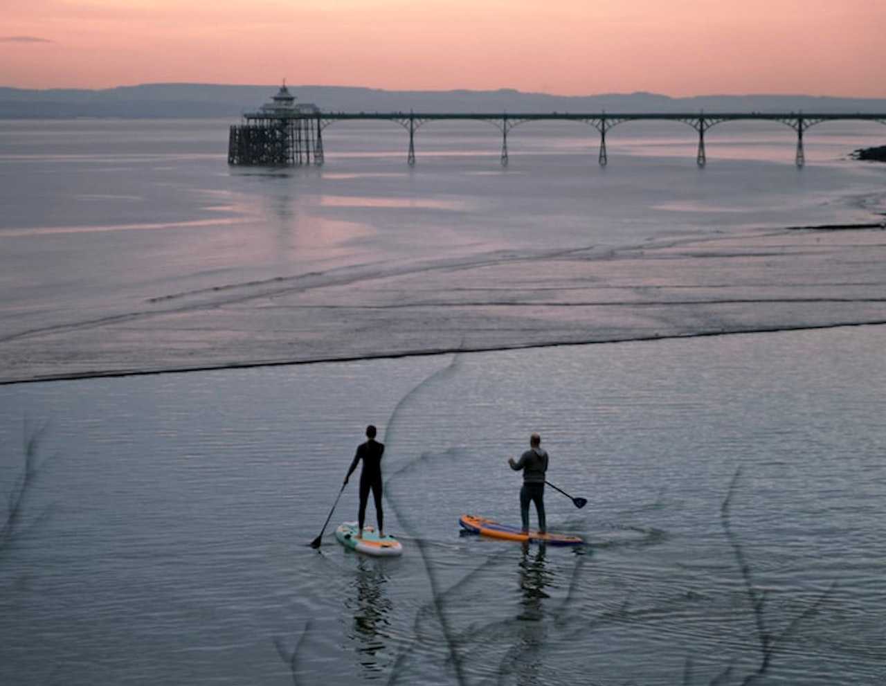 Paddleboarding on Clevedon Marine Lake