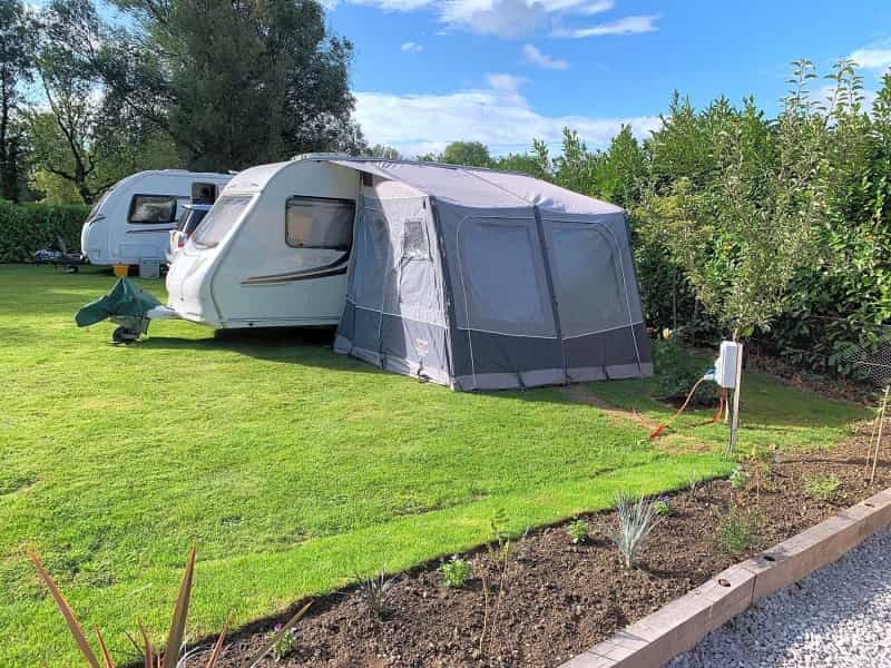 Porch awning attached to a caravan