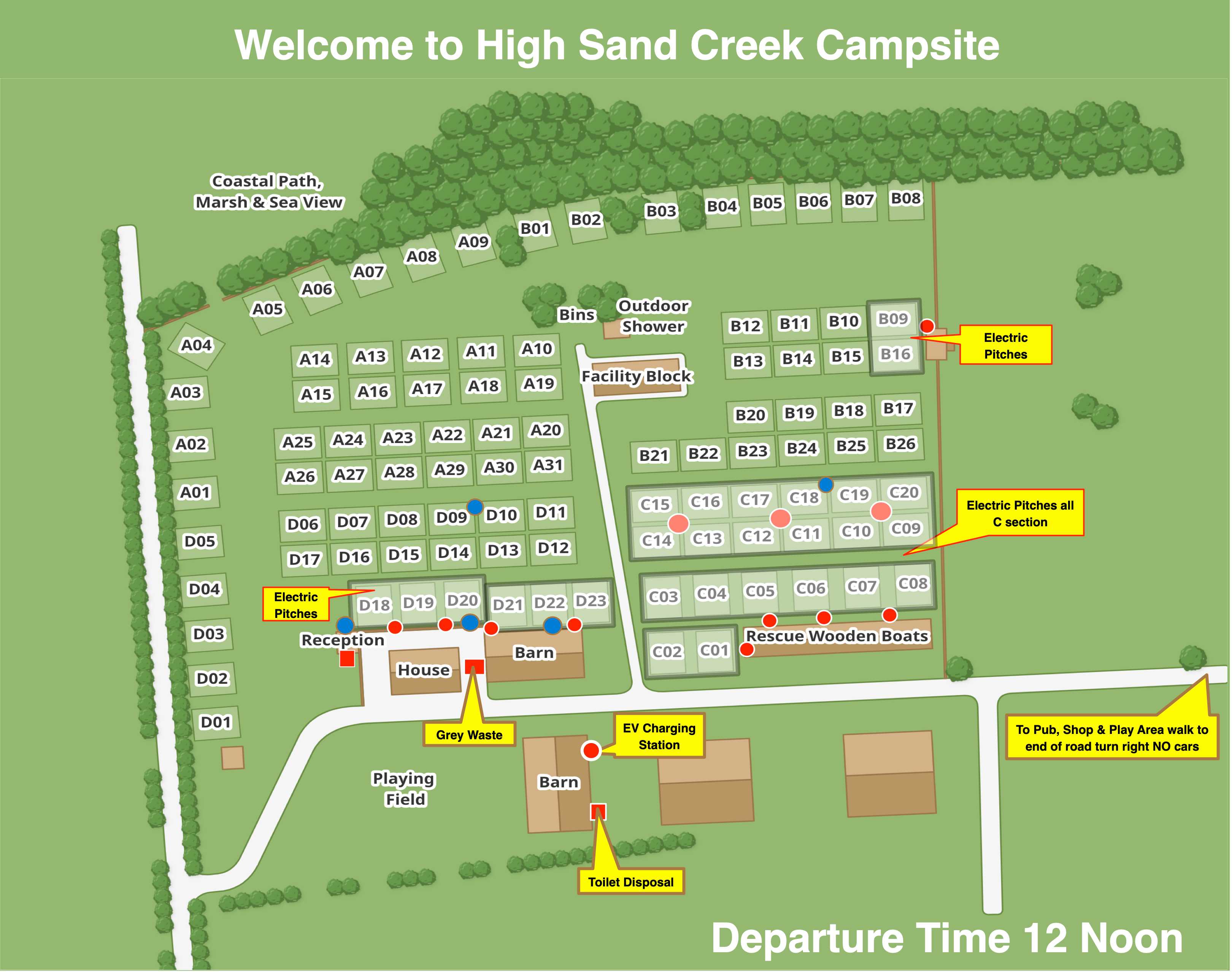 Image showing an illustration of a camp site map, pitches and facilities block