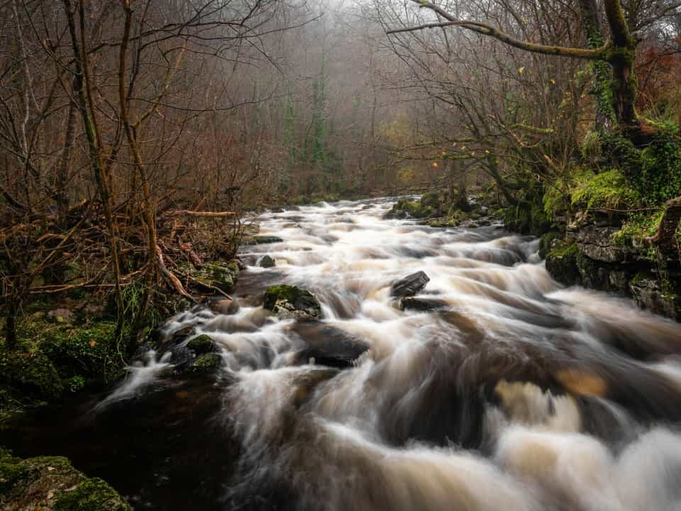 Flowing river over rocks