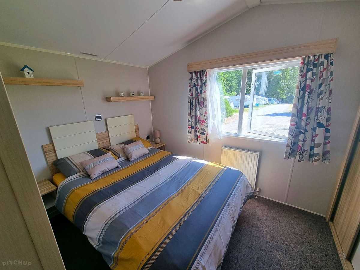 A modern static caravan in Cornwall