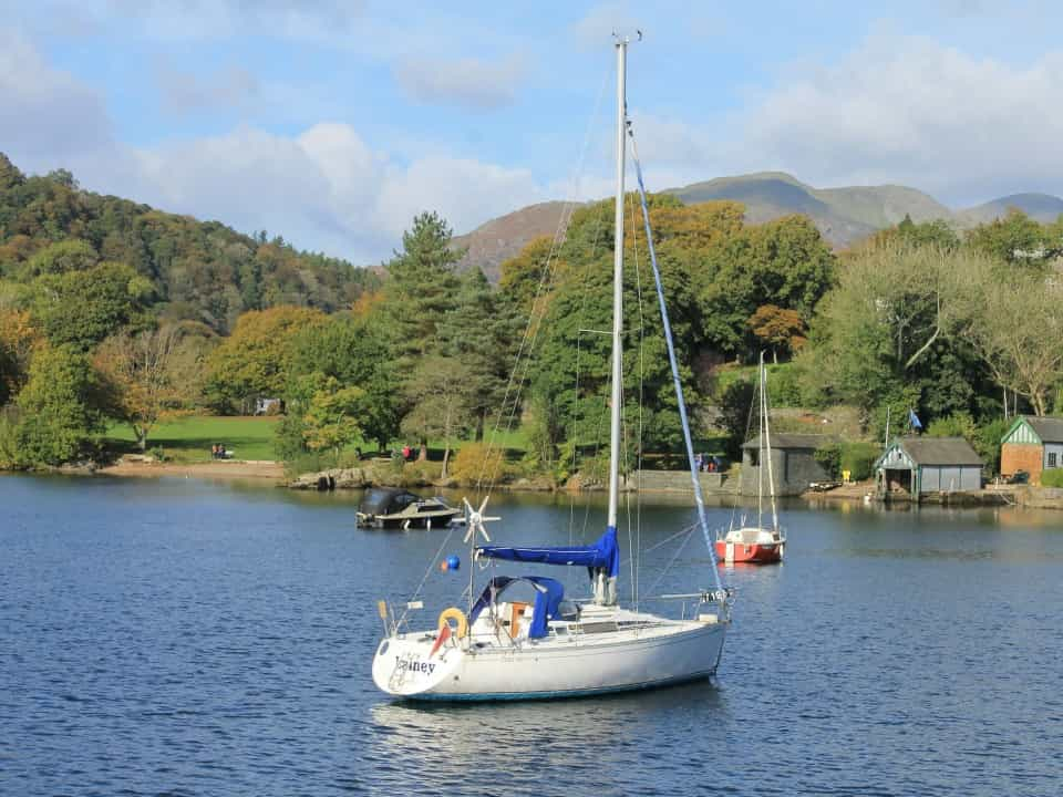 White sailboat on Lake Windermere