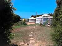 Blue yurt exterior Blue yurt exterior