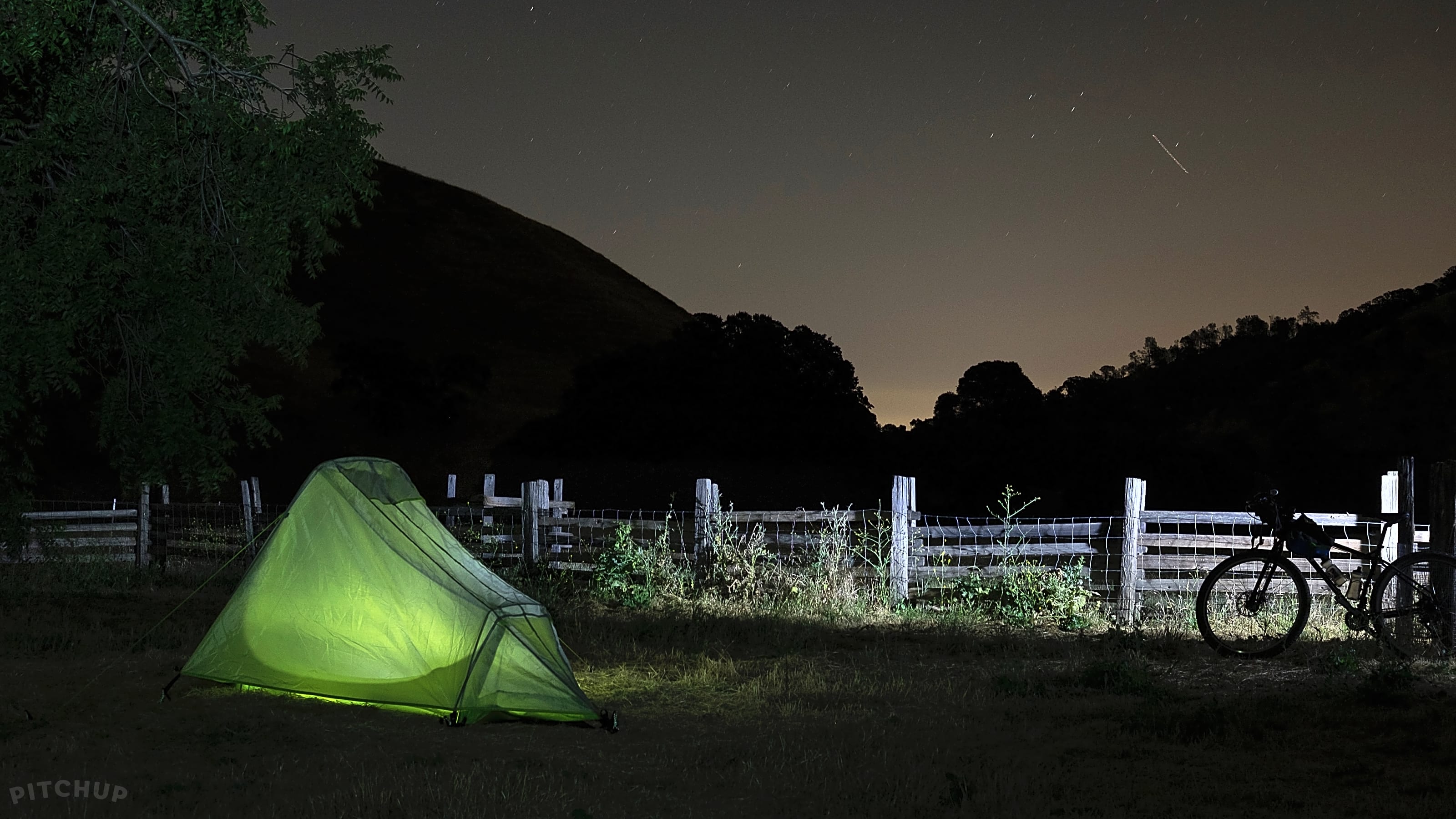 Inside a deals tent at night